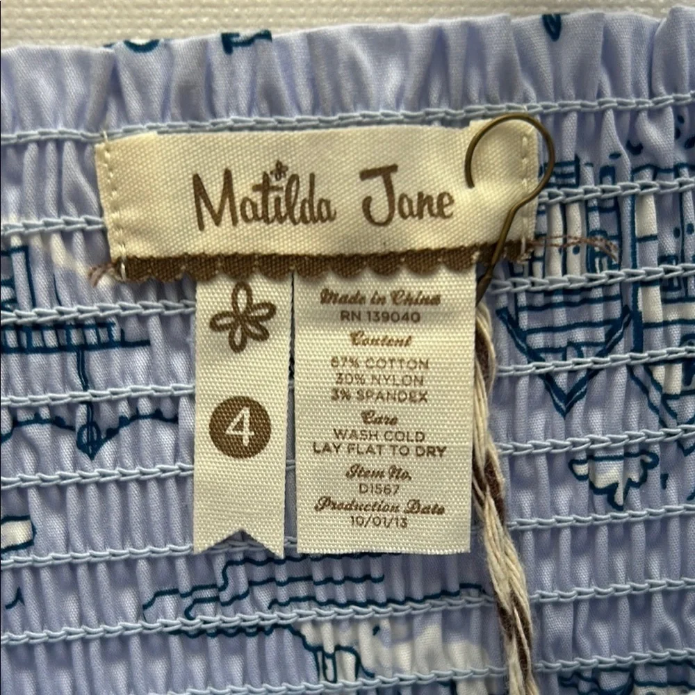 Matilda Jane It’s a Wonderful Parade Sailboat Smocked Sundress Size 4
